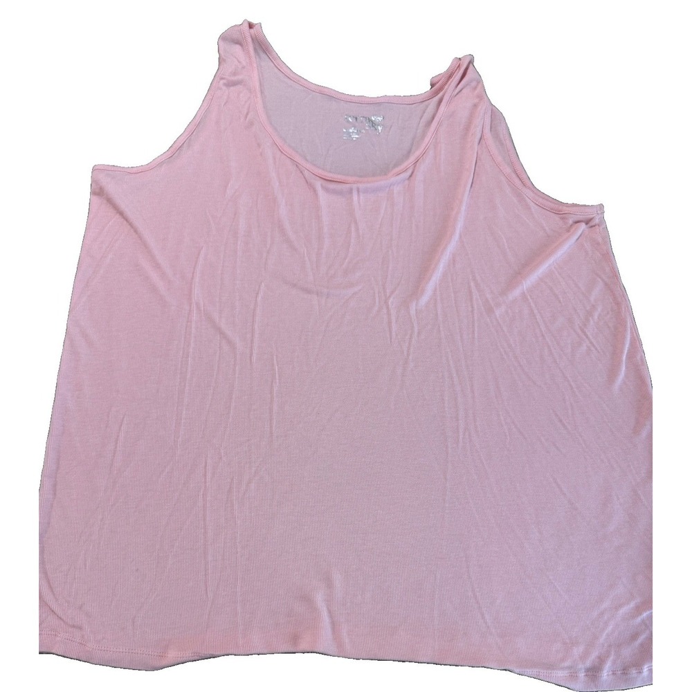 Terra & Sky Pink Ribbed Tank Top 3X (24W-26W) Modal Scoop Neck Plus Size Soft